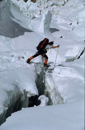Crevasse in ice fall